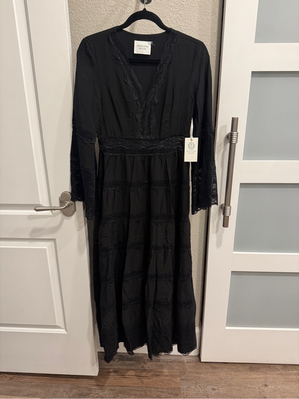 Black Lace-Trim Maxi -“Hyacinth House” bought at Tuckernuck on vacation, size SM